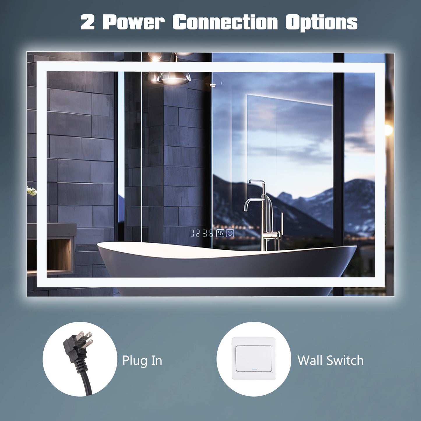 LED Bathroom Mirror Wall Mounted Rectangle Mirror with 3-Color Dimmable Lights-S Kids Crystal