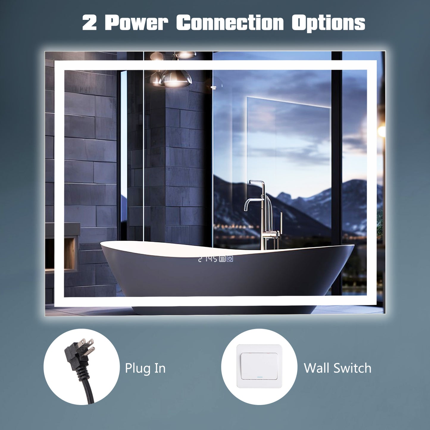 LED Bathroom Mirror Wall Mounted Rectangle Mirror with 3-Color Dimmable Lights-M Kids Crystal