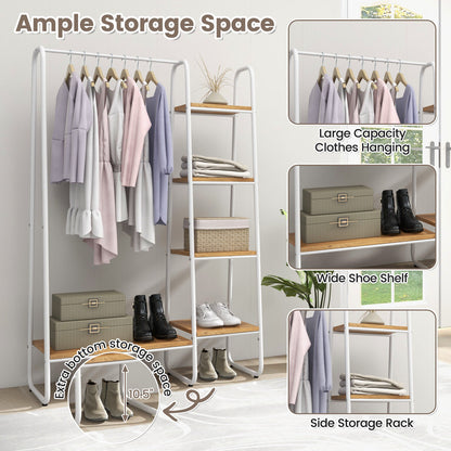 Clothes Rack Free Standing Storage Tower with Metal Frame-Natural