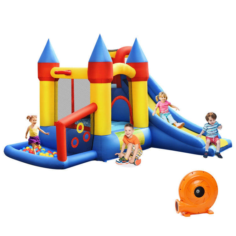 Inflatable Bounce House with Basketball Rim and 780W Blower Kids Crystal