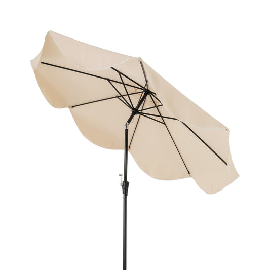 9 FT Patio Umbrella with Crank Handle and Push Button Tilt-Beige Kids Crystal