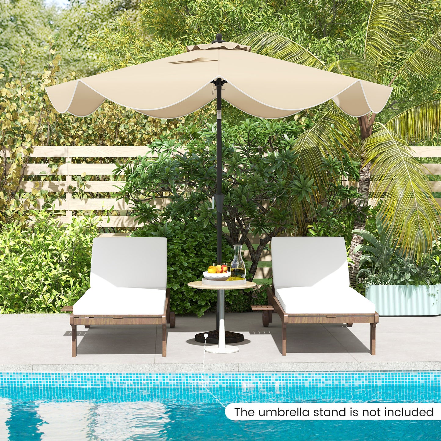 9 FT Patio Umbrella with Crank Handle and Push Button Tilt-Beige Kids Crystal