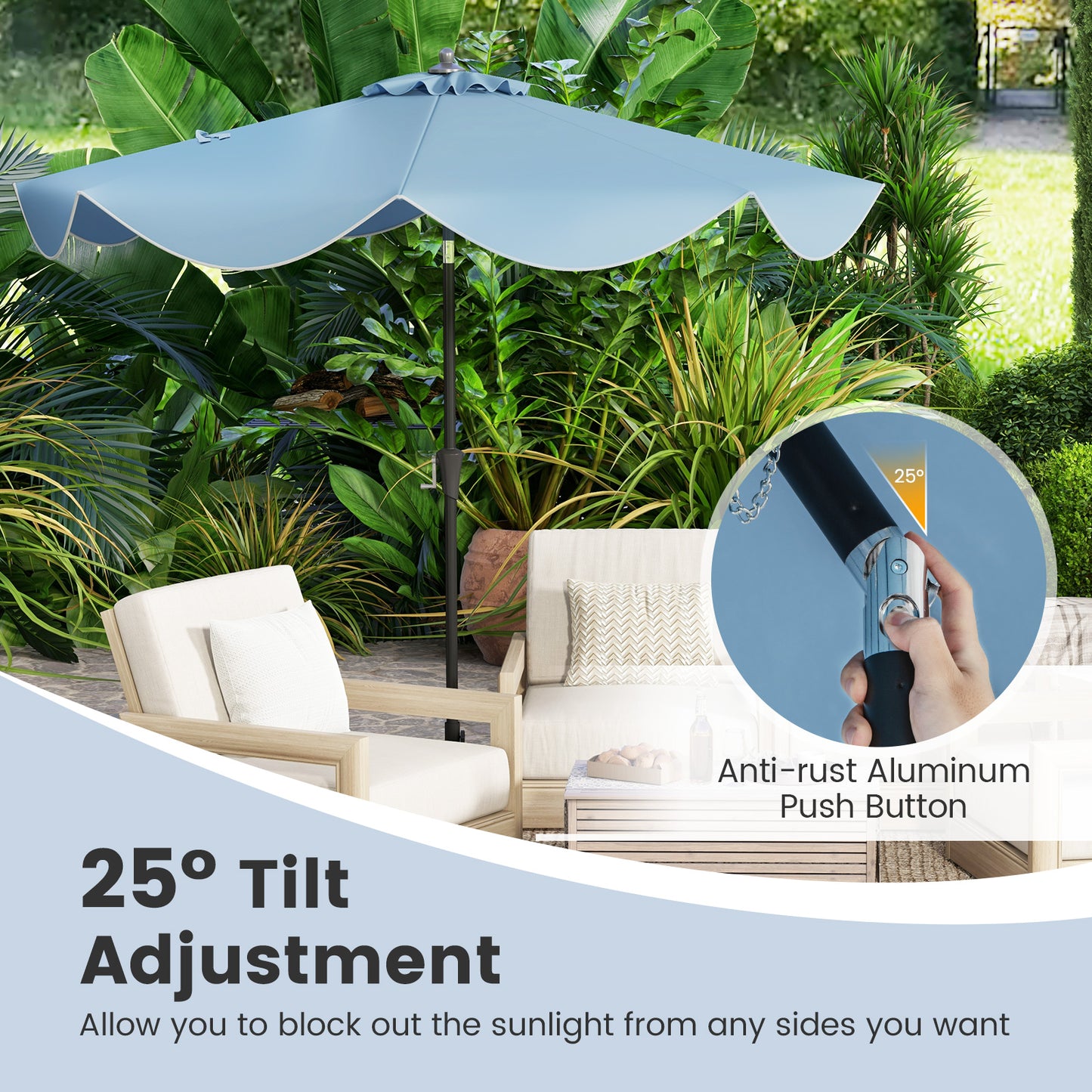 9 FT Patio Umbrella with Crank Handle and Push Button Tilt-Navy Kids Crystal
