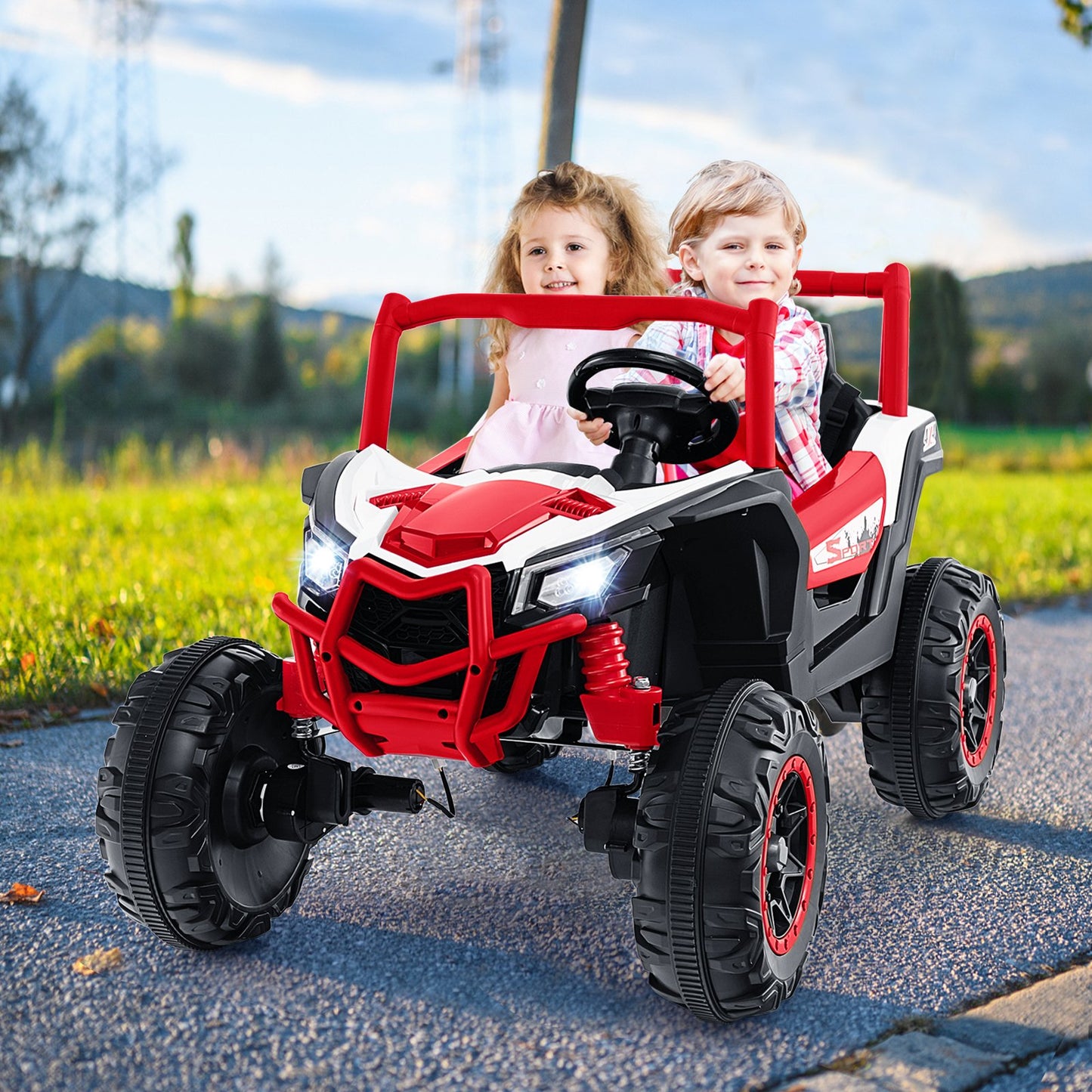 2-Seater Kids Ride on UTV with 2.4G Remote Control for over 3 Years Old Children-Red