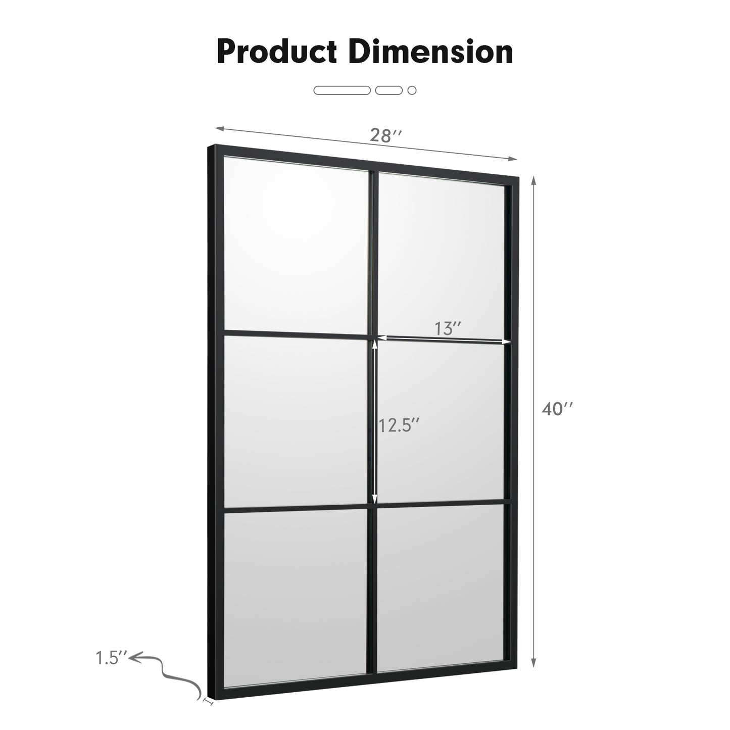 3-Layered Decorative Wall Mirror with Metal Frame for Dining Living Room-Black Kids Crystal