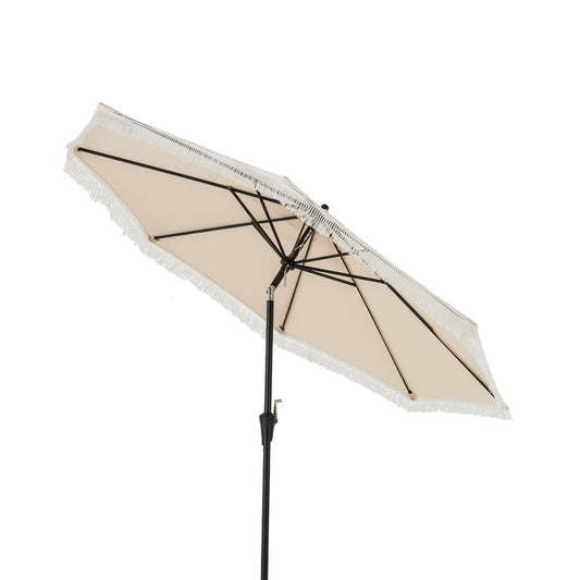 9 FT Patio Umbrella with Sun-Protective Canopy for Patio Garden Pool-Beige Kids Crystal