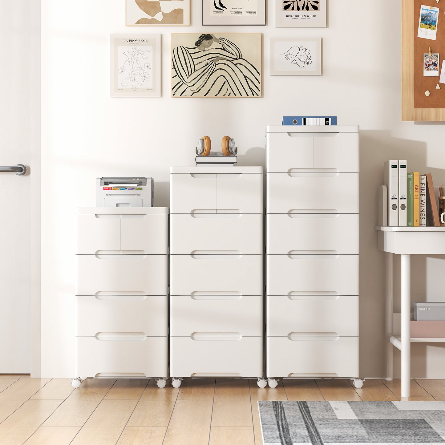 Rolling Storage Cabinet with Universal Wheels and 5/6/7 Drawers-5 Drawers Kids Crystal