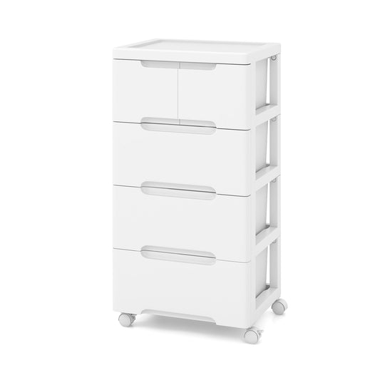 Rolling Storage Cabinet with Universal Wheels and 5/6/7 Drawers-5 Drawers Kids Crystal