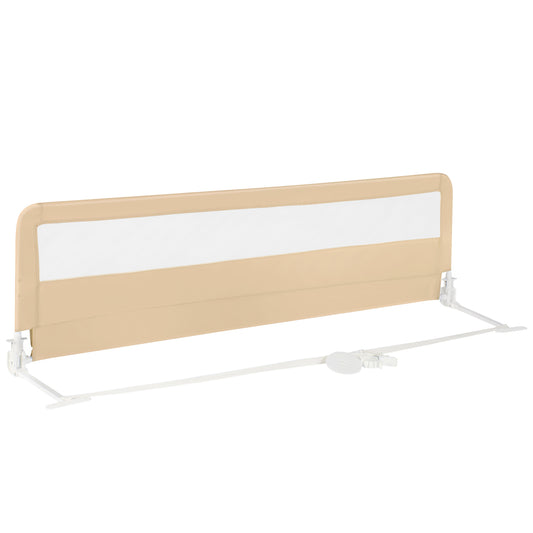 71 Inch Extra Long Swing Down Bed Guardrail with Safety Straps-Beige Kids Crystal