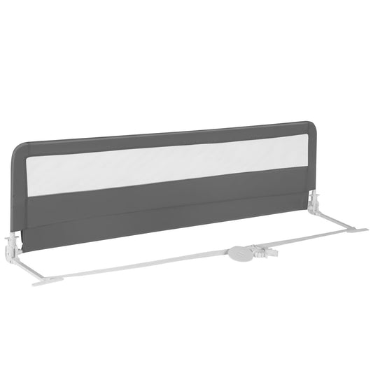 71 Inch Extra Long Swing Down Bed Guardrail with Safety Straps-Gray Kids Crystal