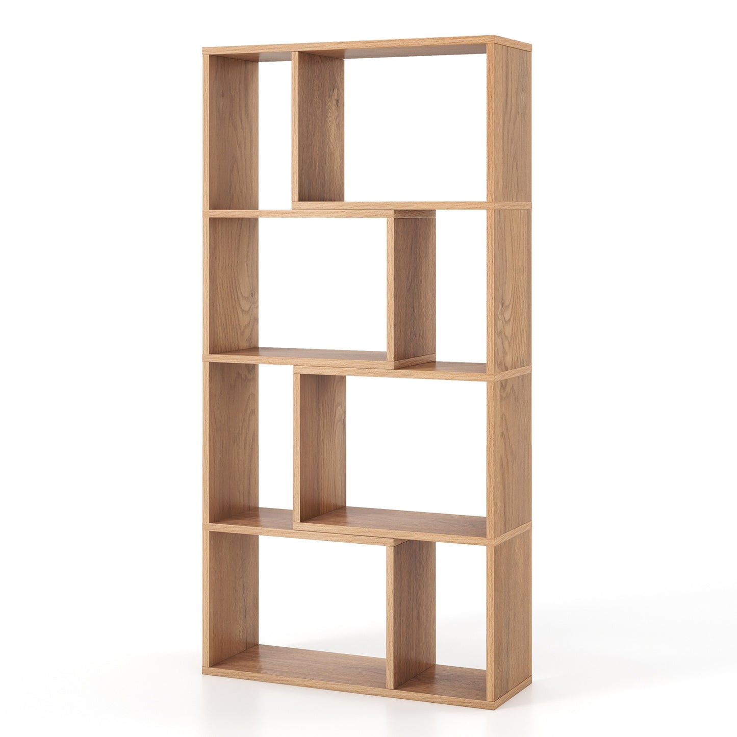 48 Inch 4-Tier Geometric Bookshelf with 8 Cubes for Living Room Bedroom-Natural Kids Crystal