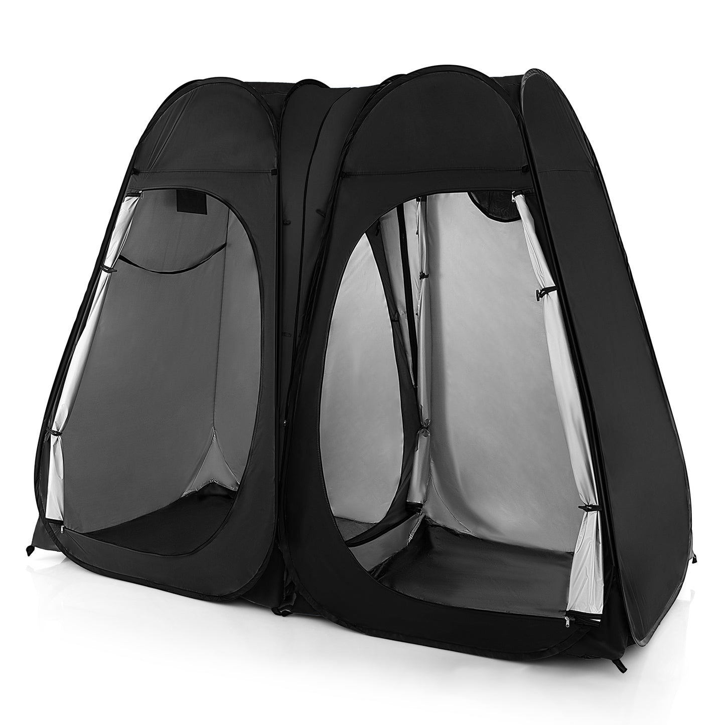 Oversized Pop Up Shower Tent with Window Floor and Storage Pocket-Black Kids Crystal