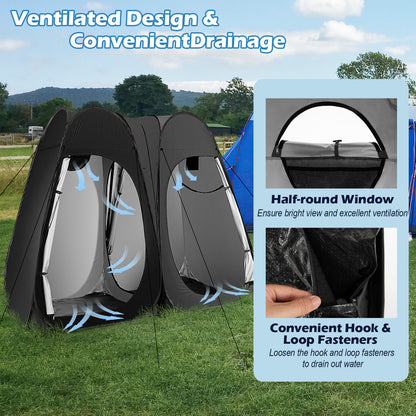 Oversized Pop Up Shower Tent with Window Floor and Storage Pocket-Black