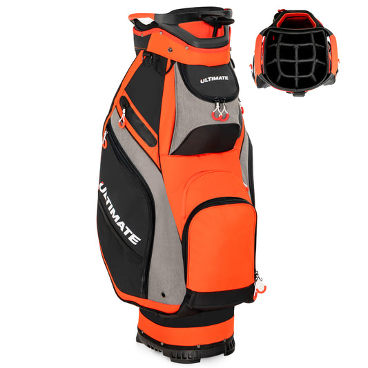 10.5 Inch Golf Stand Bag with 14 Way Dividers and 7 Zippered Pockets-Orange Kids Crystal