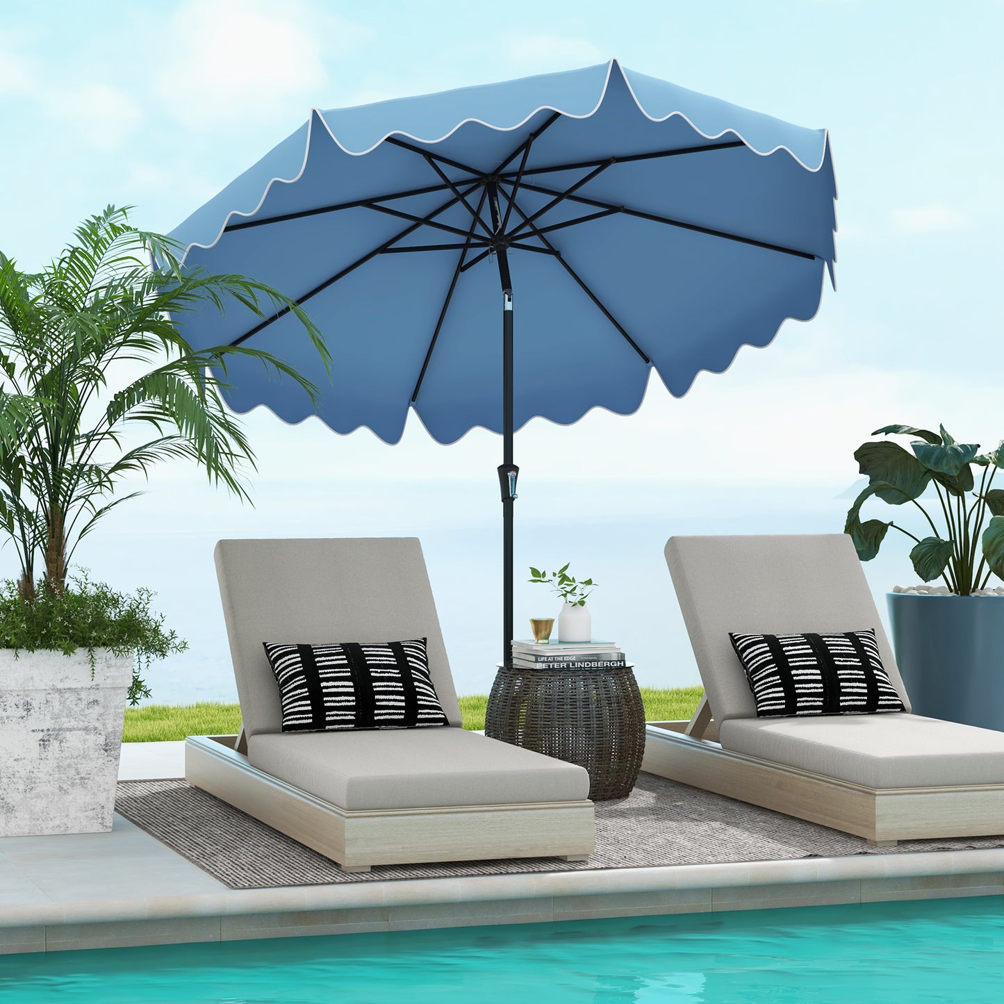 9 Feet Patio Umbrella with Crank Handle and Push Button Tilt-Navy Kids Crystal