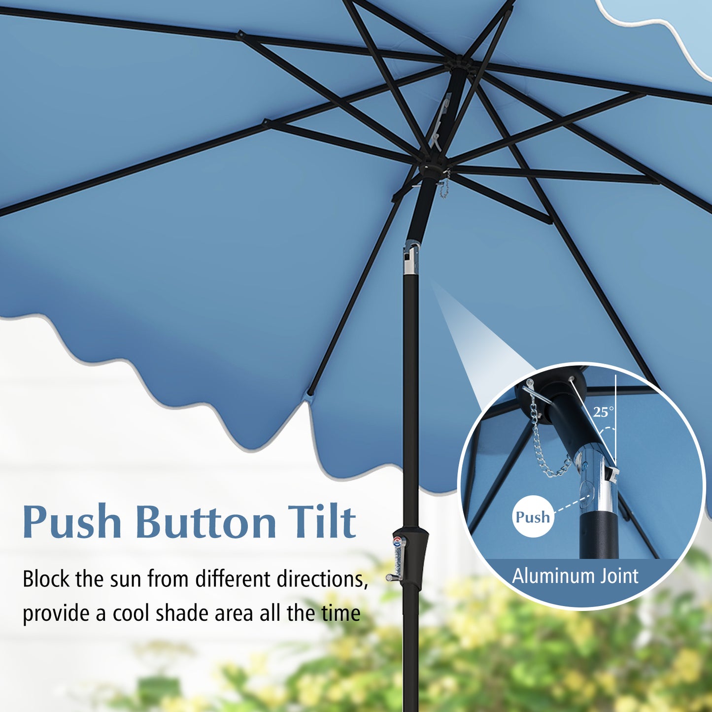 9 Feet Patio Umbrella with Crank Handle and Push Button Tilt-Navy Kids Crystal