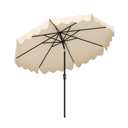 9 Feet Patio Umbrella with Crank Handle and Push Button Tilt-Beige Kids Crystal