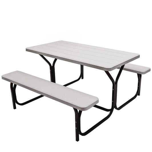 Picnic Table Bench Set for Outdoor Camping -White Kids Crystal