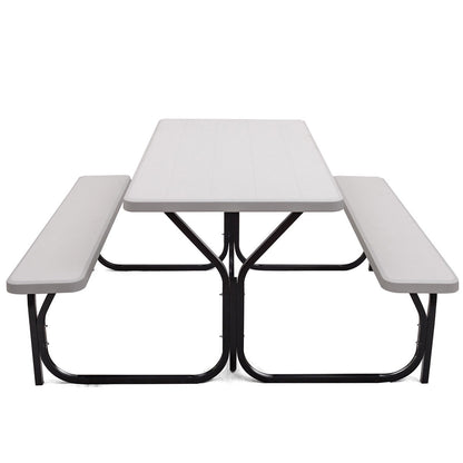 Picnic Table Bench Set for Outdoor Camping -White