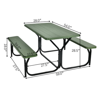 Picnic Table Bench Set for Outdoor Camping -Green