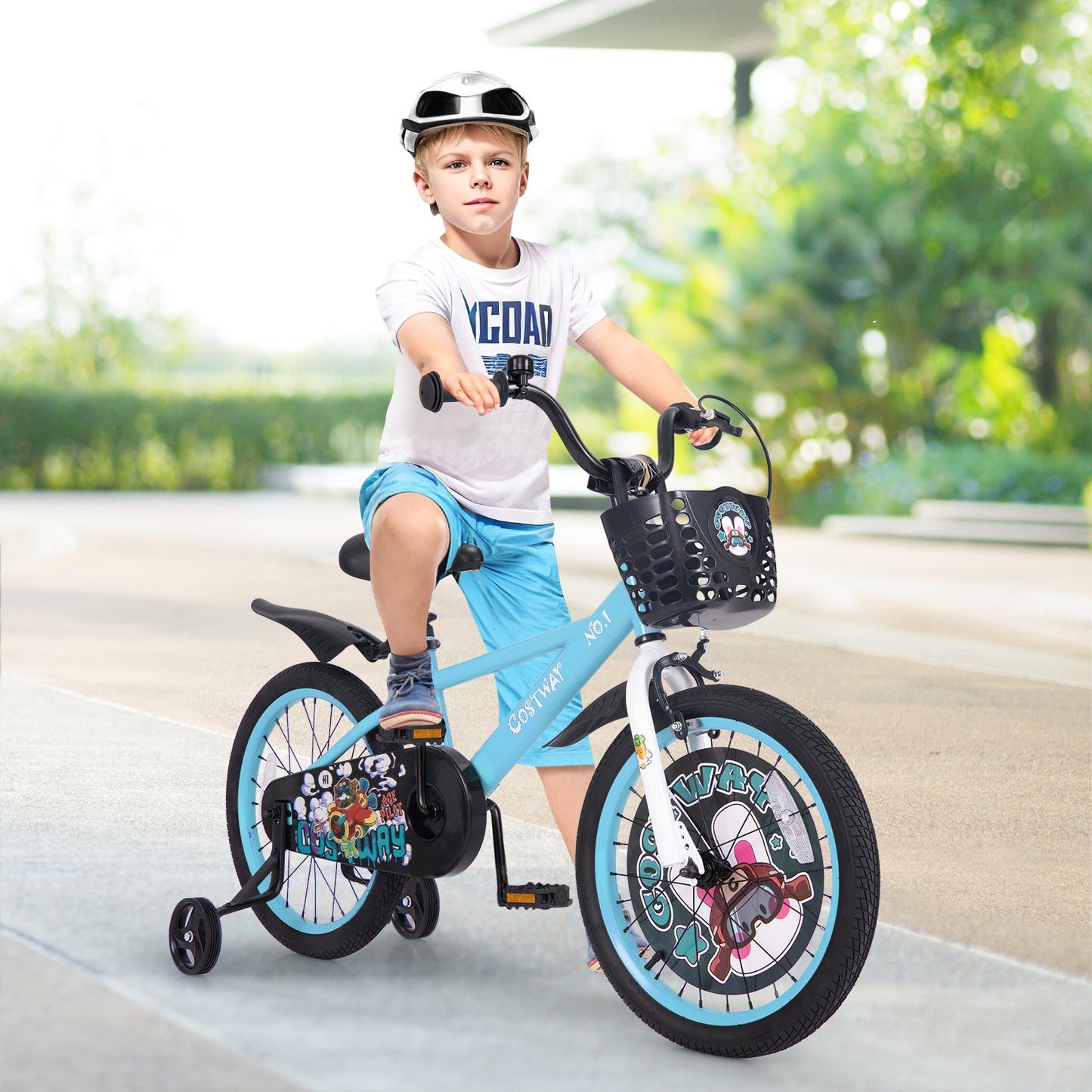18 Inch Kids Bike with Adjustable Handlebar and Saddle for 4-8 Years Old-18 inches Kids Crystal