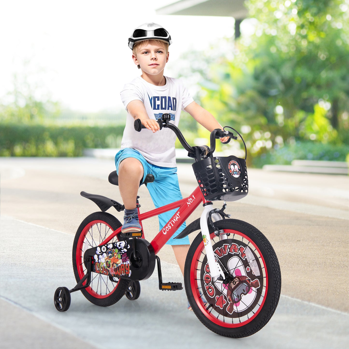18 Inch Kids Bike Adjustable with Storage Basket and Double Brake for 4-8 Years Old-18 inches Kids Crystal