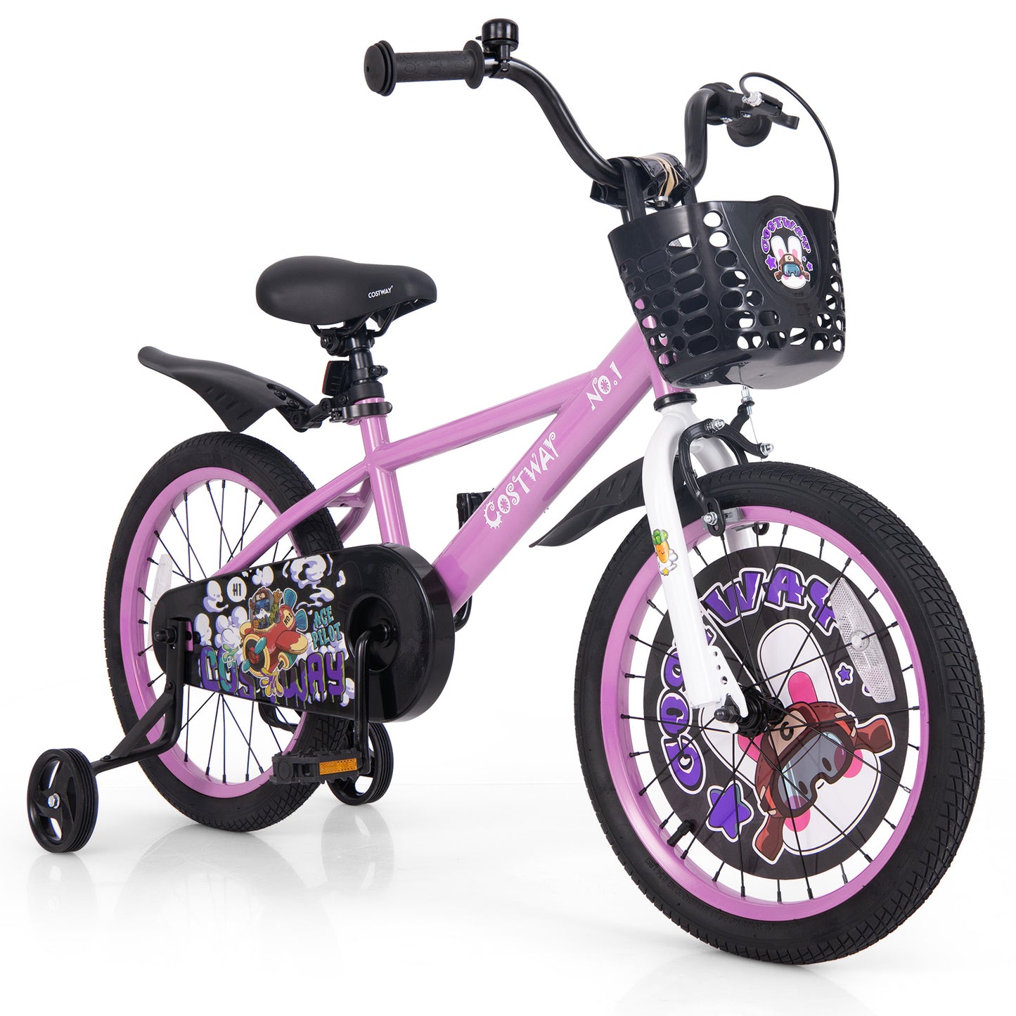 18 Inch Kids Bike for 4-8 Years Old Sport Bicycle with Adjustable Handlebar and Saddle-18 inches Kids Crystal