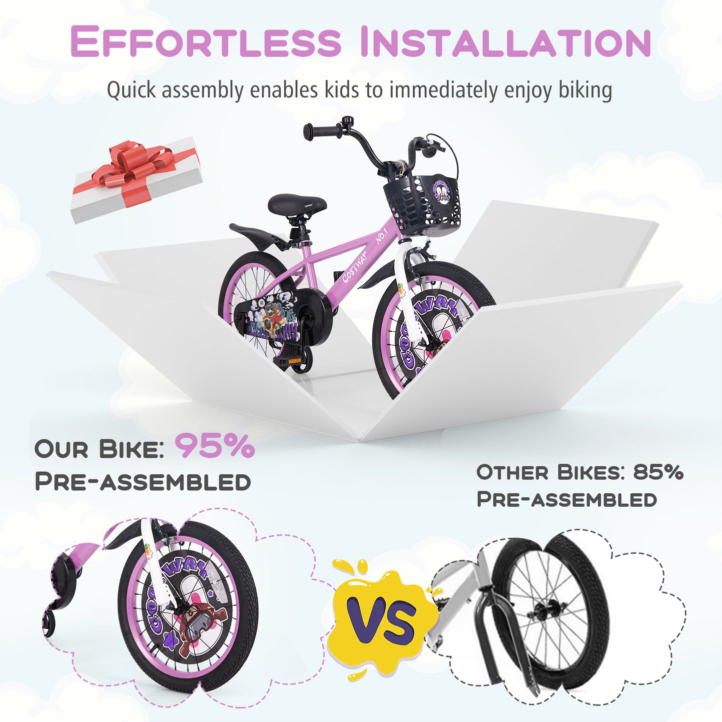 18 Inch Kids Bike for 4-8 Years Old Sport Bicycle with Adjustable Handlebar and Saddle-18 inches Kids Crystal