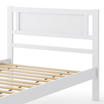 Twin/Full/Queen Size Wood Bed Frame with Headboard and Wooden Slats Support-Twin