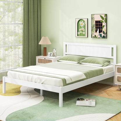 Twin/Full/Queen Size Wood Bed Frame with Headboard and Wooden Slats Support-Full