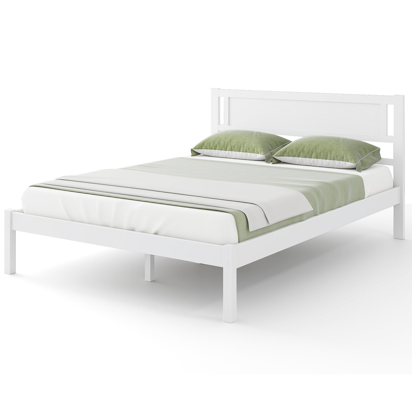 Twin/Full/Queen Size Wood Bed Frame with Headboard and Wooden Slats Support-Full Kids Crystal