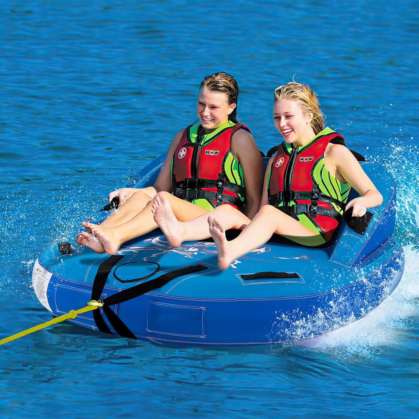2 Person Water Sport Inflatable Towable Tubes for Boating-Blue Kids Crystal