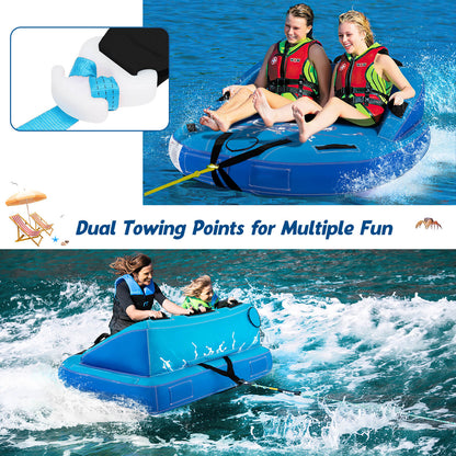2 Person Water Sport Inflatable Towable Tubes for Boating-Blue