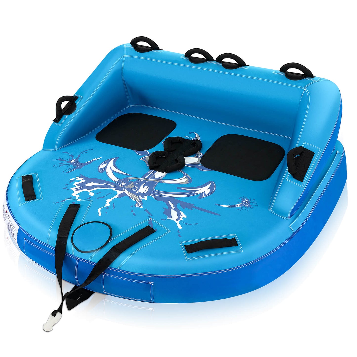 2 Person Water Sport Inflatable Towable Tubes for Boating-Blue Kids Crystal