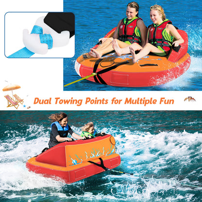 2 Person Water Sport Inflatable Towable Tubes for Boating-Orange