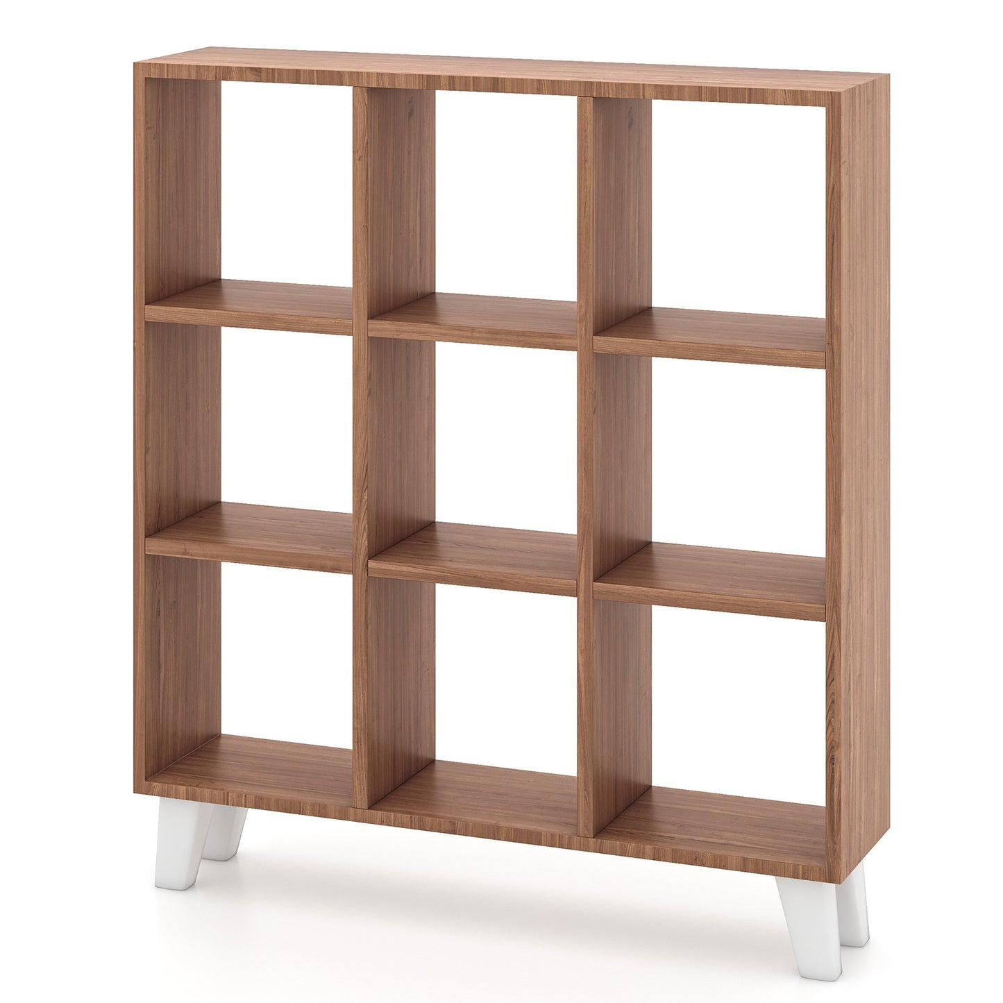9-Cube Bookcase with 6 Removable Shelves and Raised Support Feet-Brown Kids Crystal