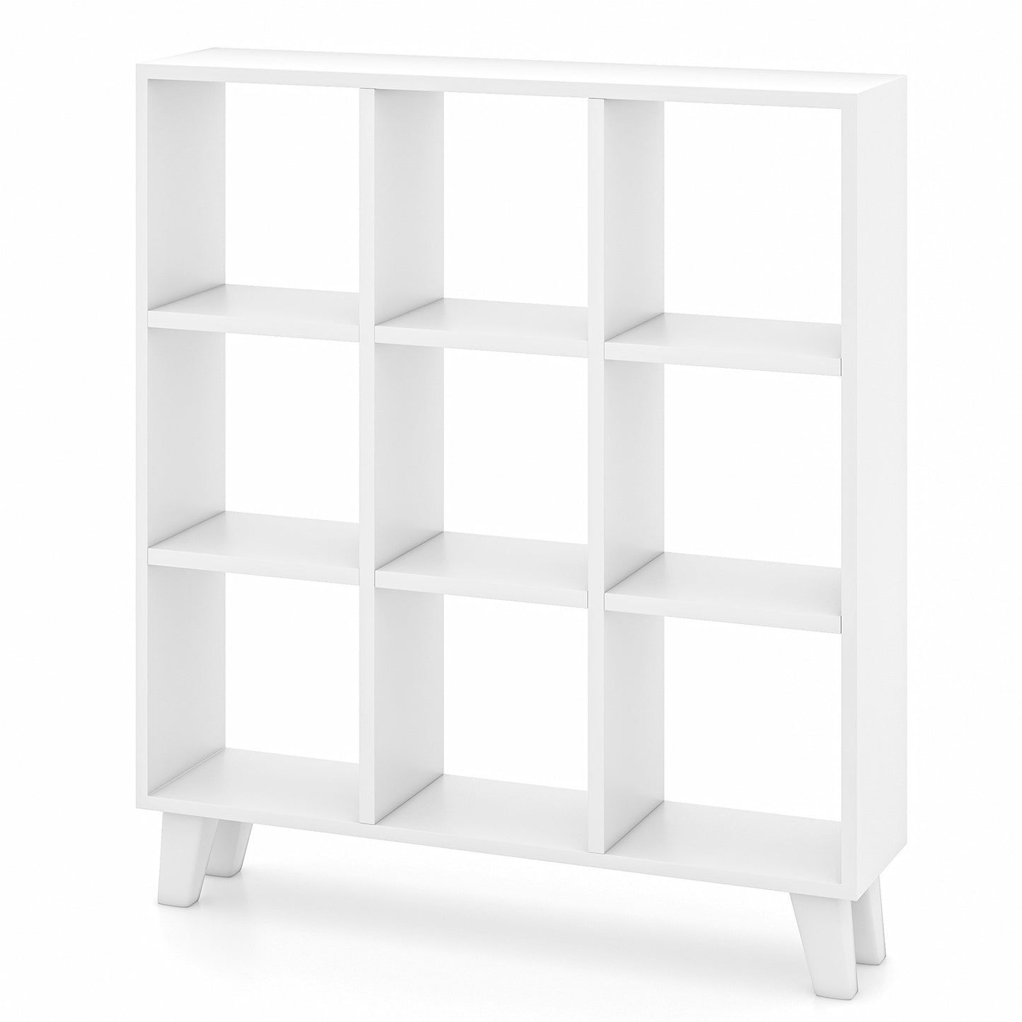 9-Cube Bookcase with 6 Removable Shelves and Raised Support Feet-White Kids Crystal