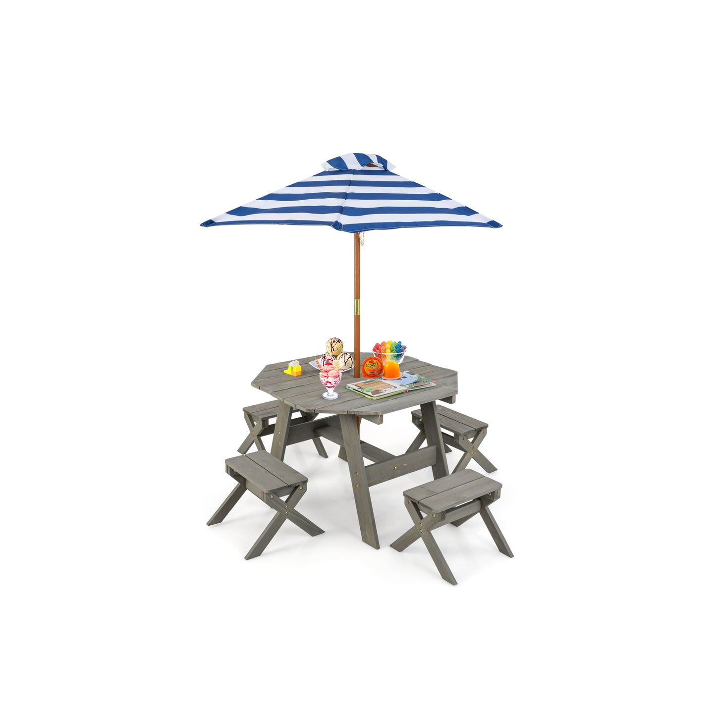 Kids Wooden Table Set for Children Aged 3+ Years-Gray Kids Crystal