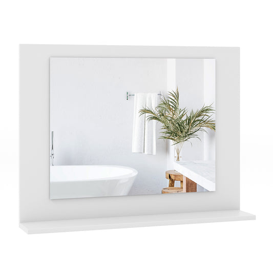 Rectangle Bathroom Mirror with Shelf 23.5 x 17.5 Inch and Wood Frame-White Kids Crystal