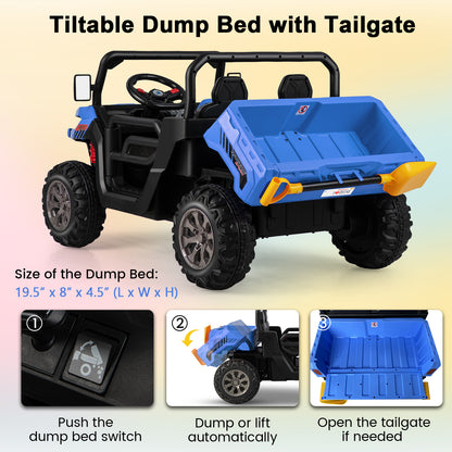 24V Ride on Dump Truck with Remote Control-Navy
