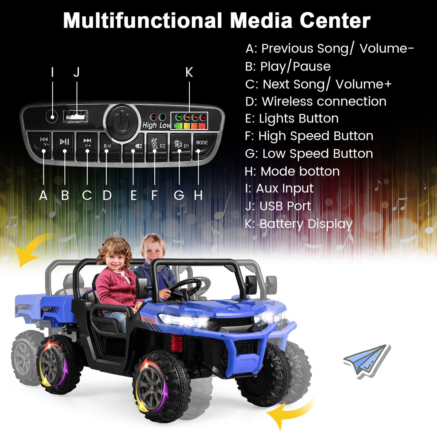 24V Ride on Dump Truck with Remote Control-Navy