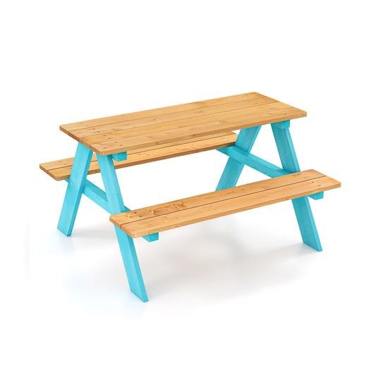 Children Outdoor Wooden Table with Bench Seats for Indoor and Outdoor Use-Natural Kids Crystal