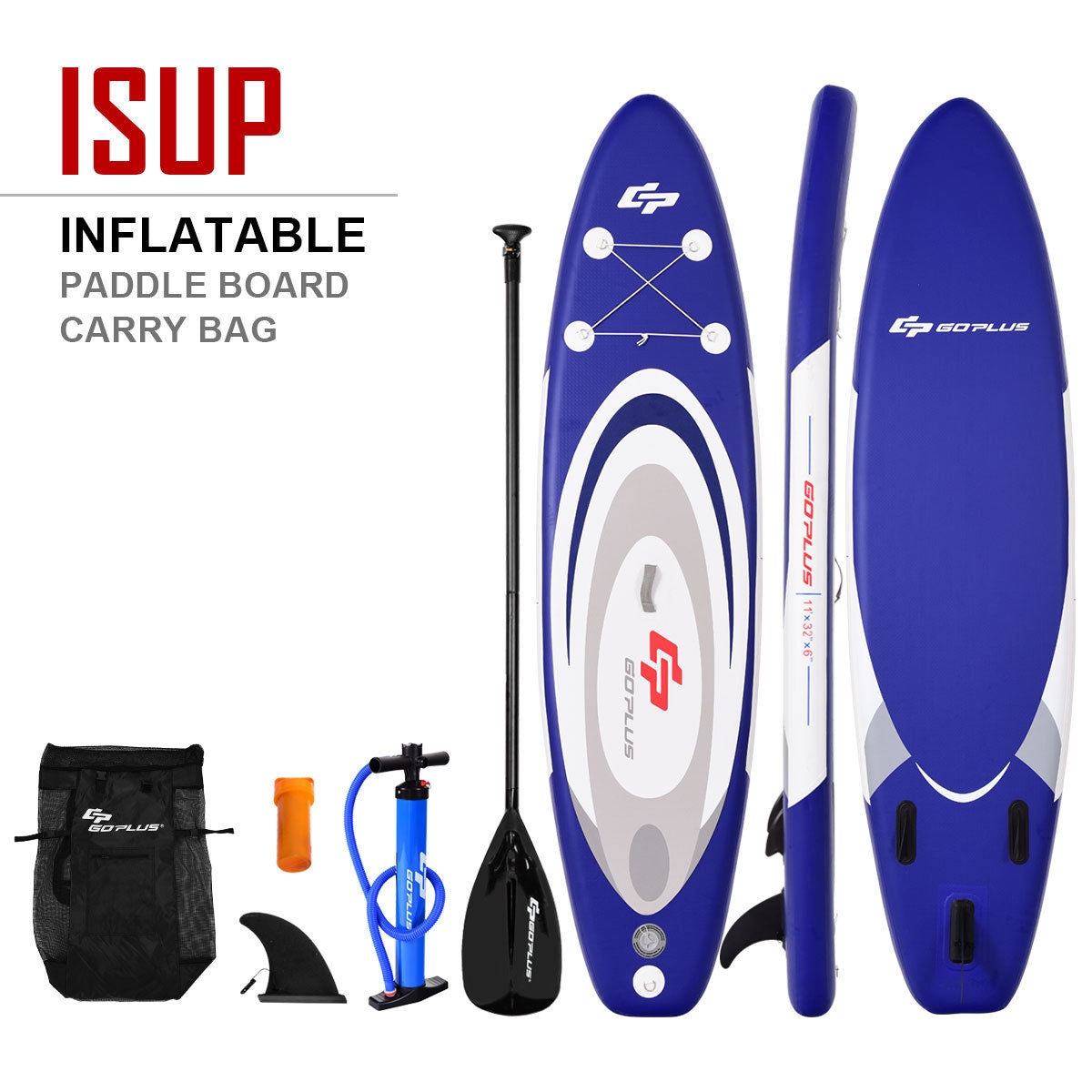 11 Feet Adjustable Inflatable Stand up Paddle SUP Surfboard with Bag Kids Crystal