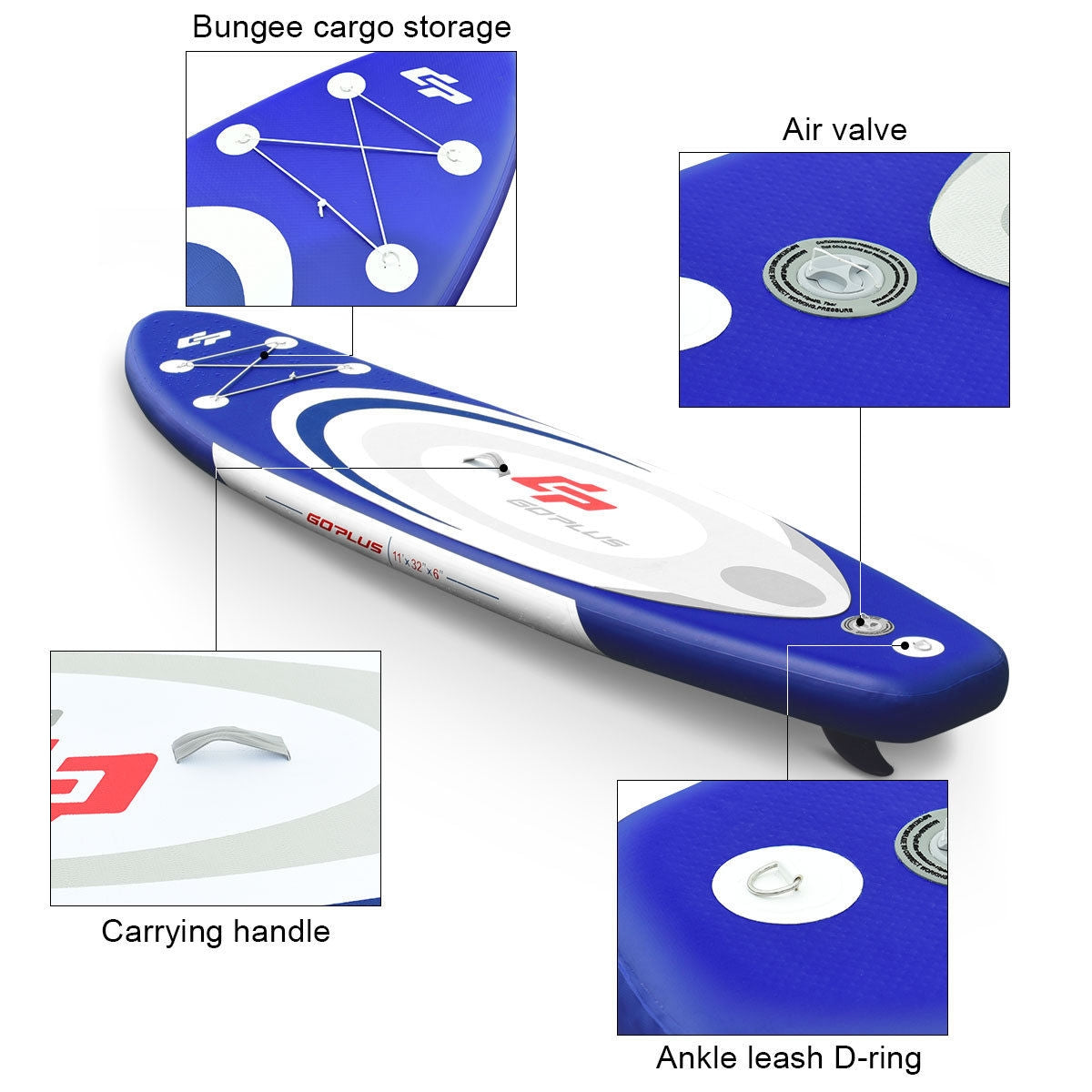 11 Feet Adjustable Inflatable Stand up Paddle SUP Surfboard with Bag Kids Crystal