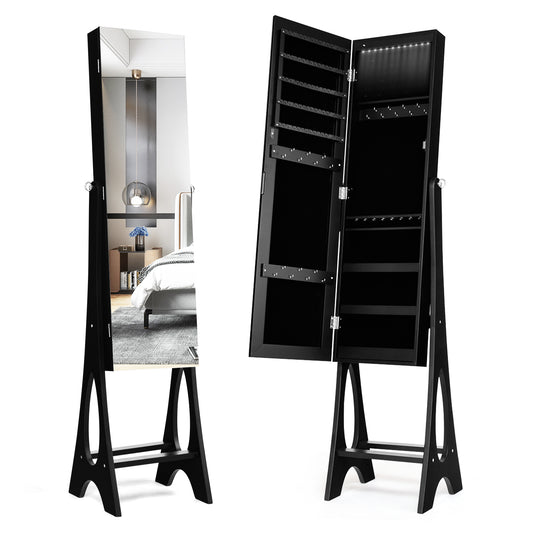 Standing Mirror Jewelry Cabinet-Black Kids Crystal