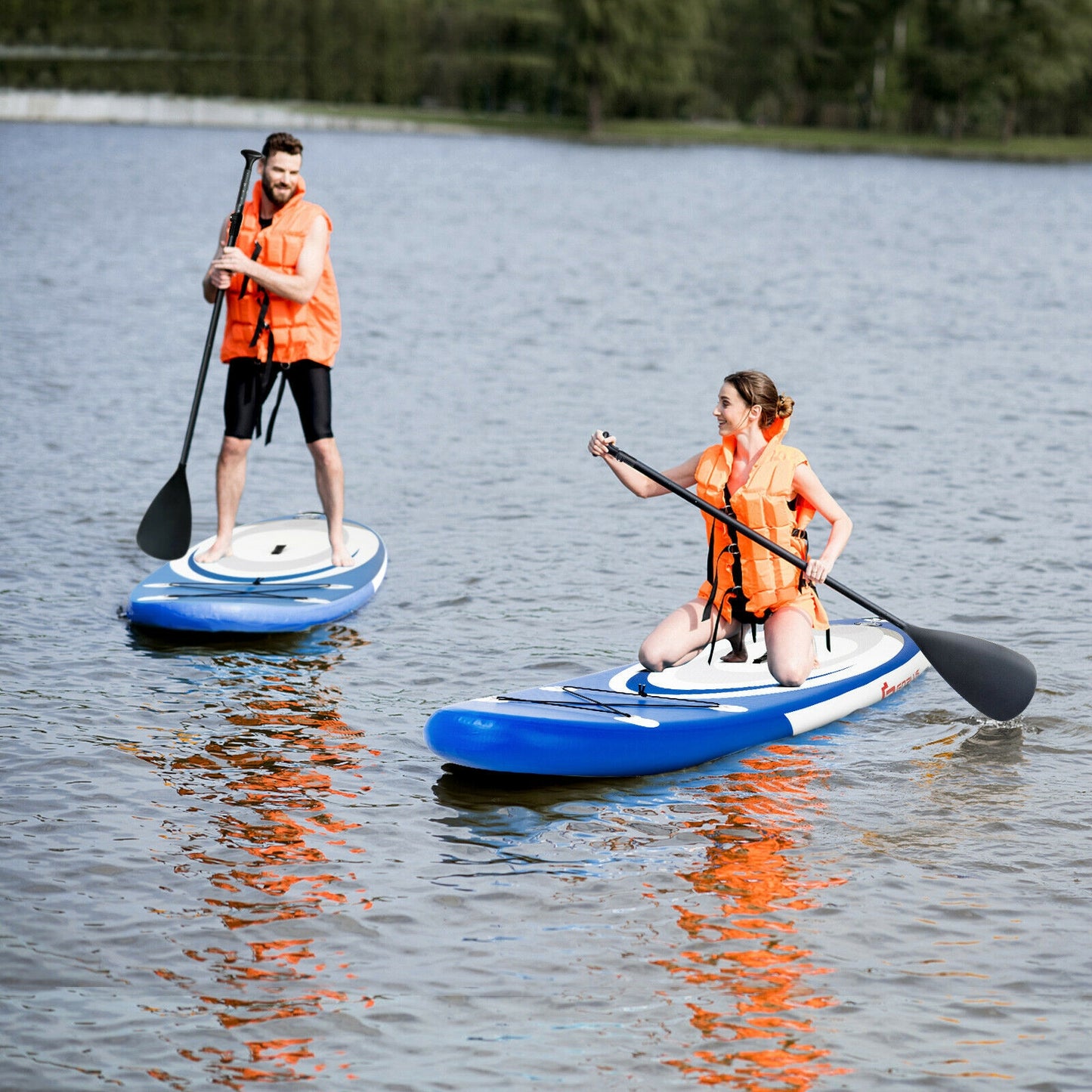 10 Feet Inflatable Stand Up Paddle Surfboard with Bag Kids Crystal