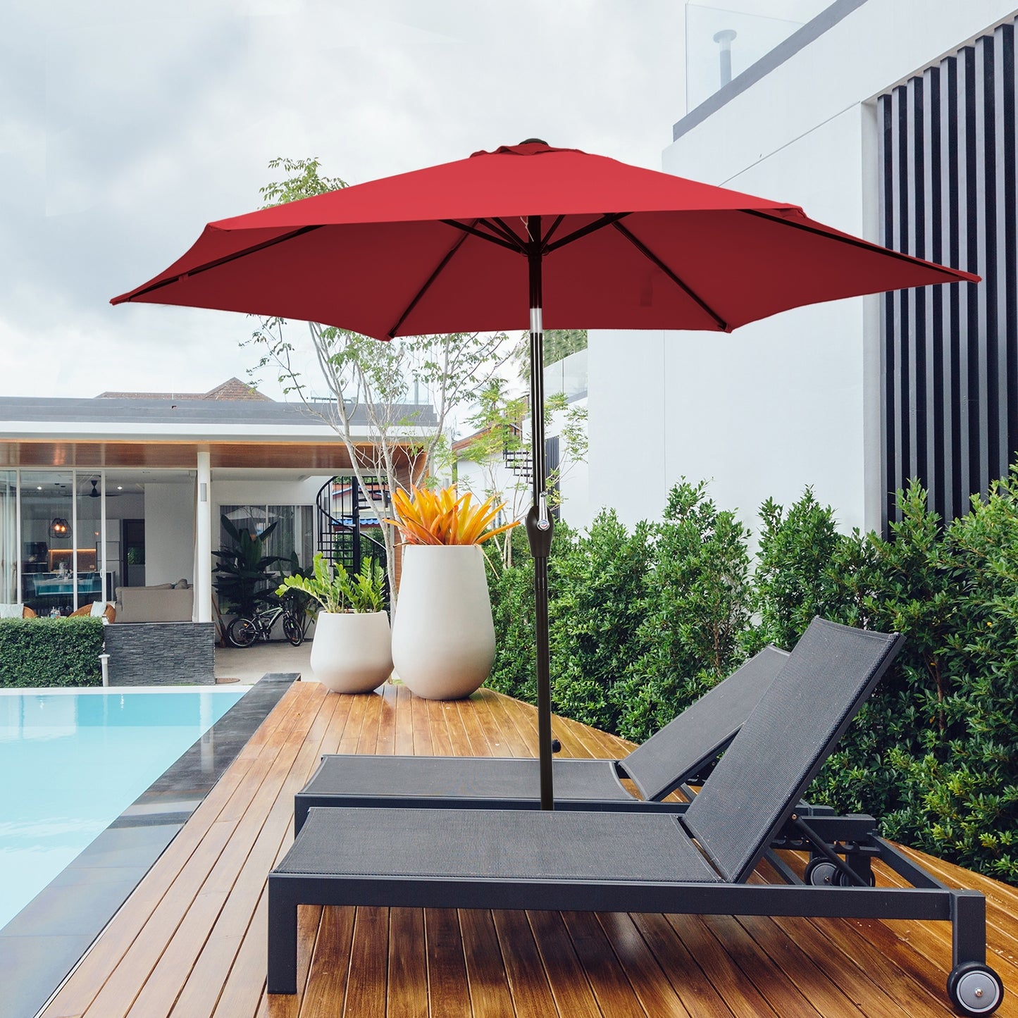 10 Feet Outdoor Patio Umbrella with Tilt Adjustment and Crank-Burgundy Kids Crystal