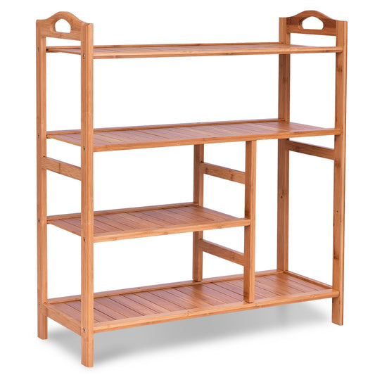 4 Tiers Multifunction Bamboo Storage Shoe Rack for Entryway Hallway Kids Crystal
