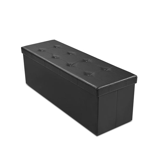 45 Inches Large Folding Ottoman Storage Seat-Black Kids Crystal