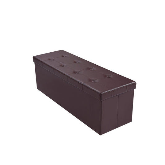 45 Inch Large Folding Ottoman Storage Seat - Brown Kids Crystal